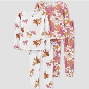 Carters Just one you 4 piece Horses and Floral Pajama Set / Western /Size 18m
